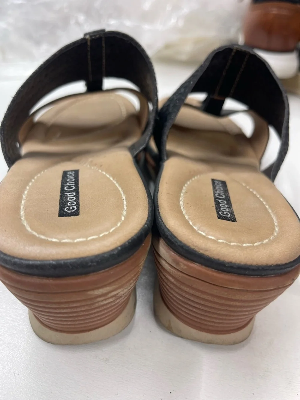 Good Choice‎ Black Braided Wedge Slide Sandals for Women